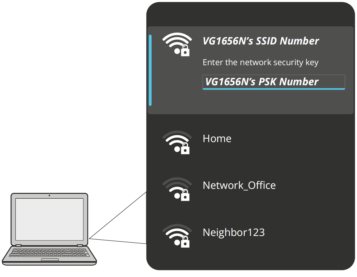 Go to the laptop's network settings