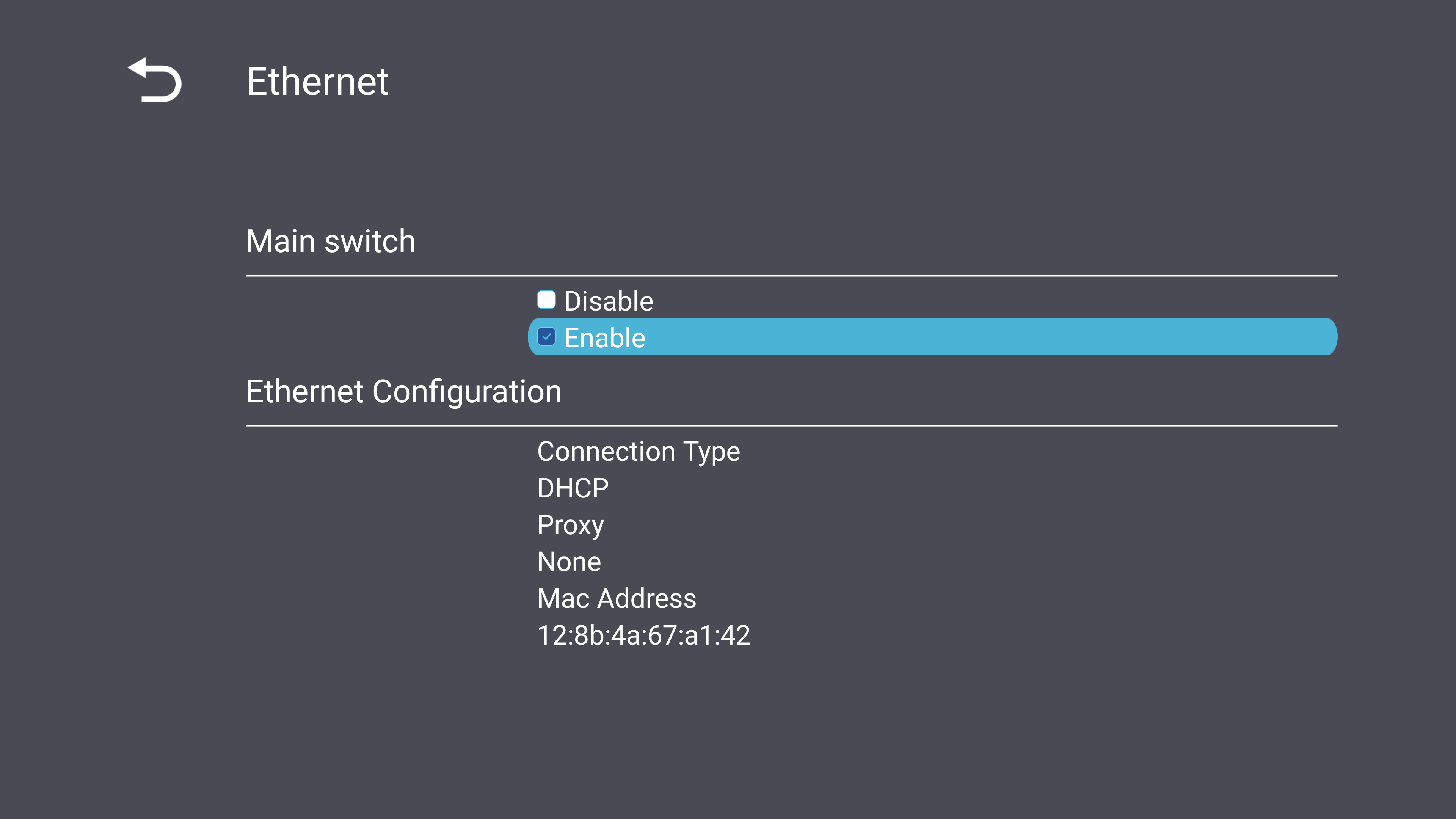 Ethernet Settings