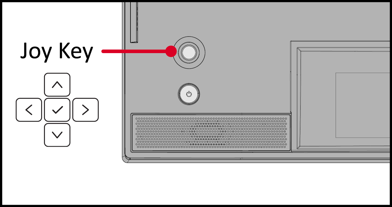 VP2776T-4K's Joy Key is above the Power botton