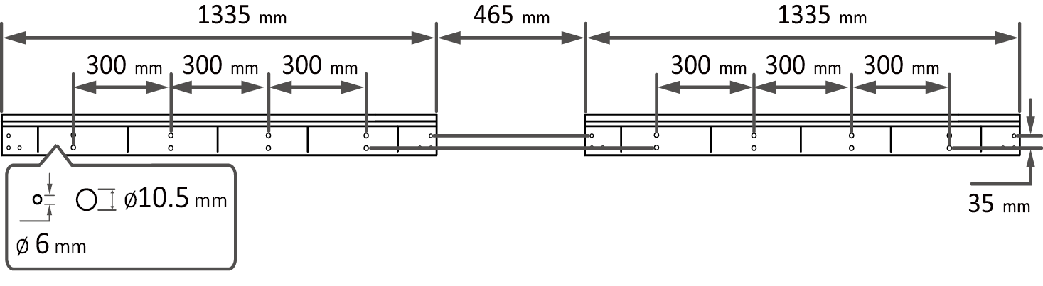 Mounting Hole Spacing for the Wall Mount Brackets