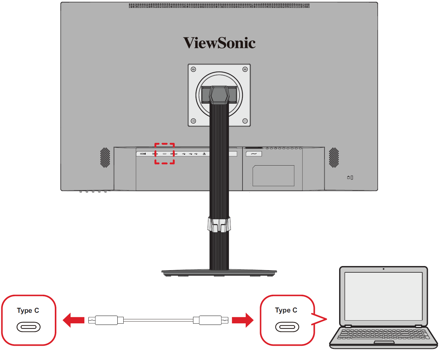 Connect the monitor to Type C