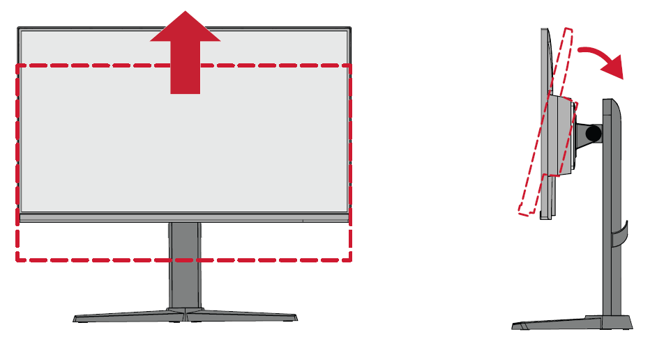 Preparing the VX2528J screen for pivoting