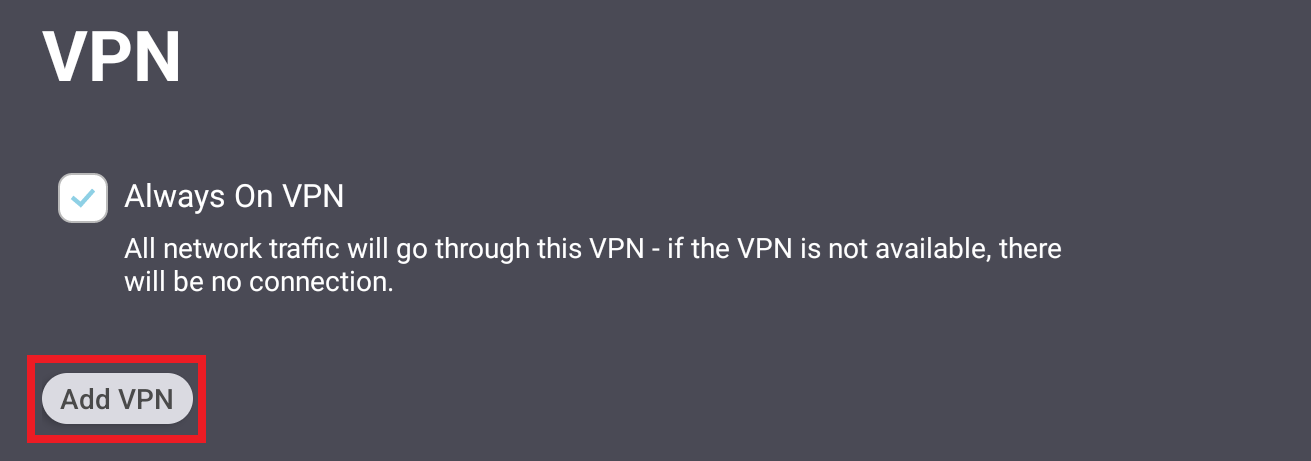 the Add VPN button