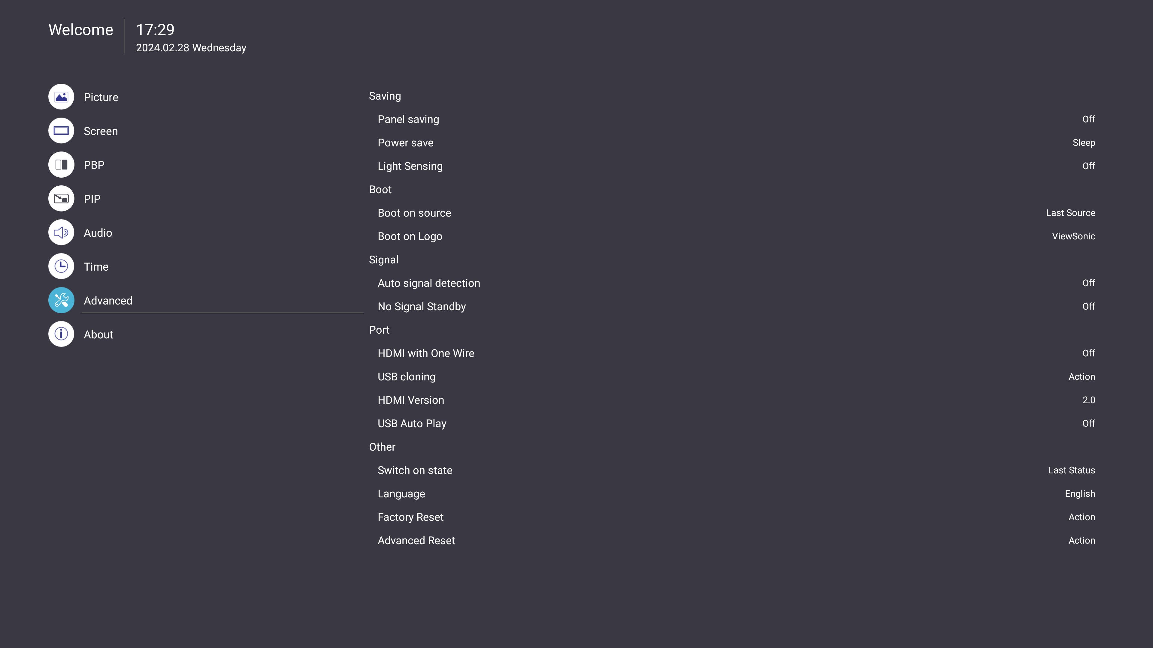 Advanced OSD Menu