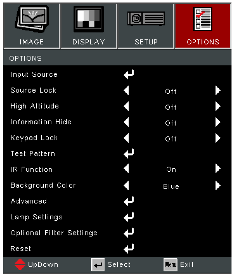 Options Menu