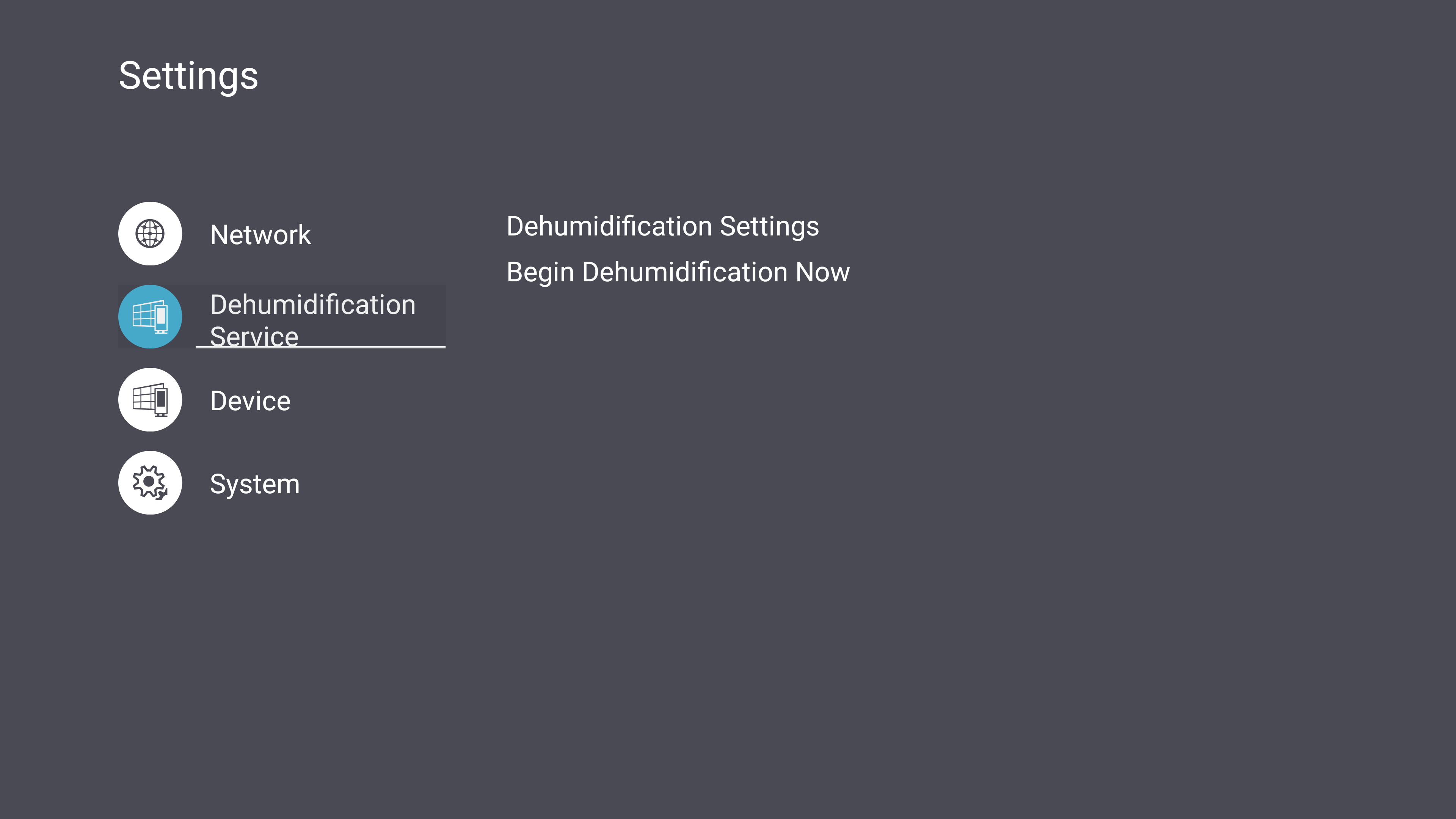 Dehumidification UI