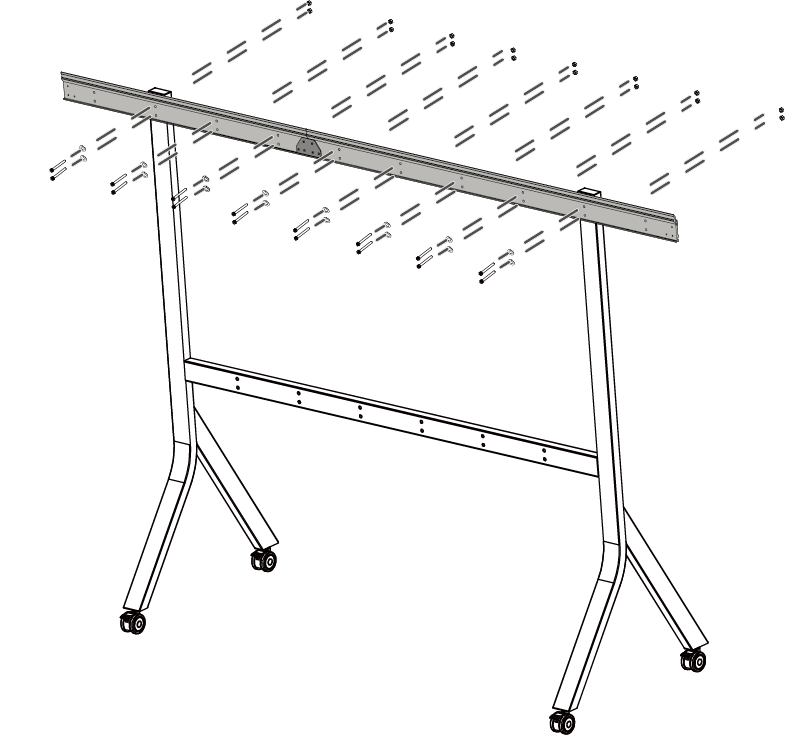 Upper Wall Mount Bracker to the Top Cross Beam of the semi-finished Trolley