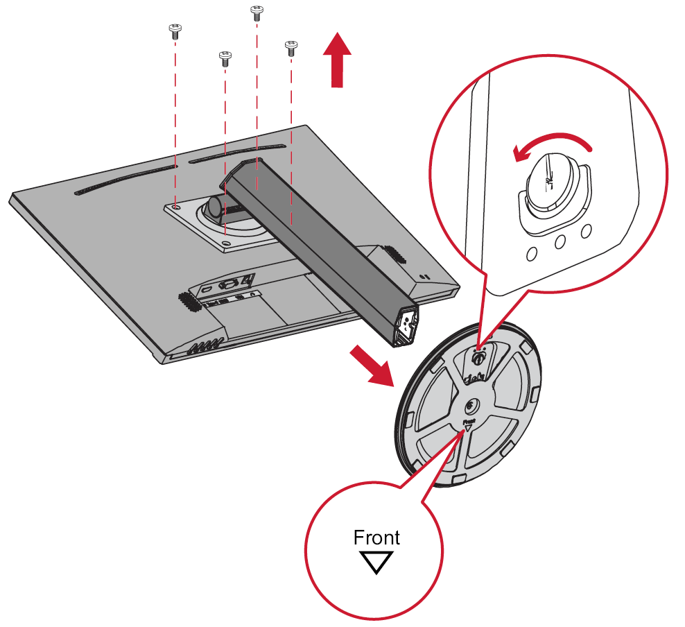 the preparation of the monitor for the wall mounting