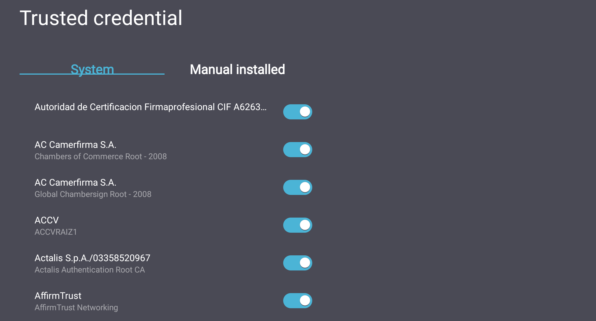 the System panel