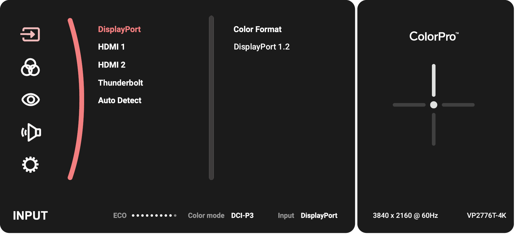 Press the Joy Key to enter the VP2776T-4K's OSD