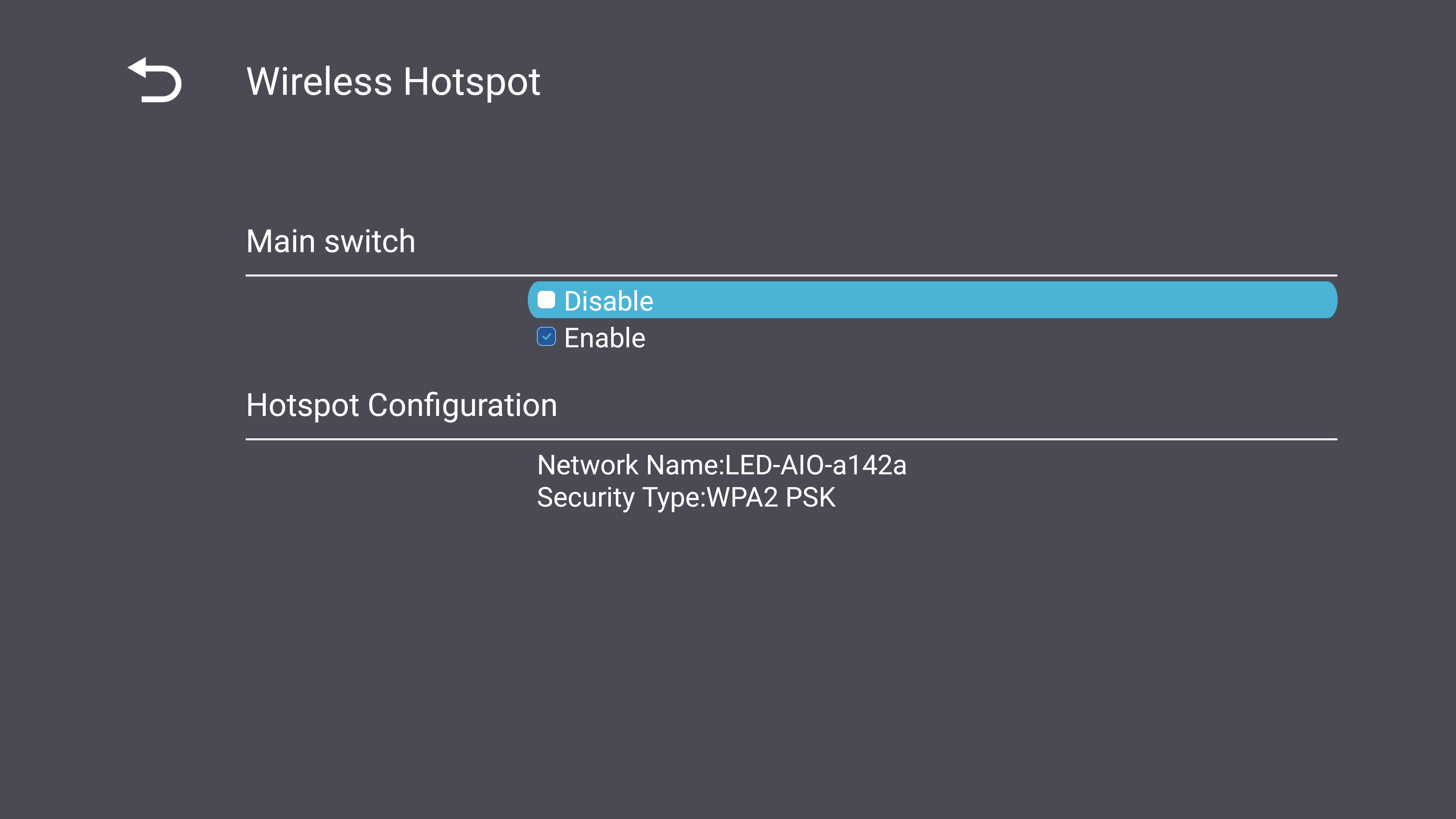 Wireless Hotspot Settings