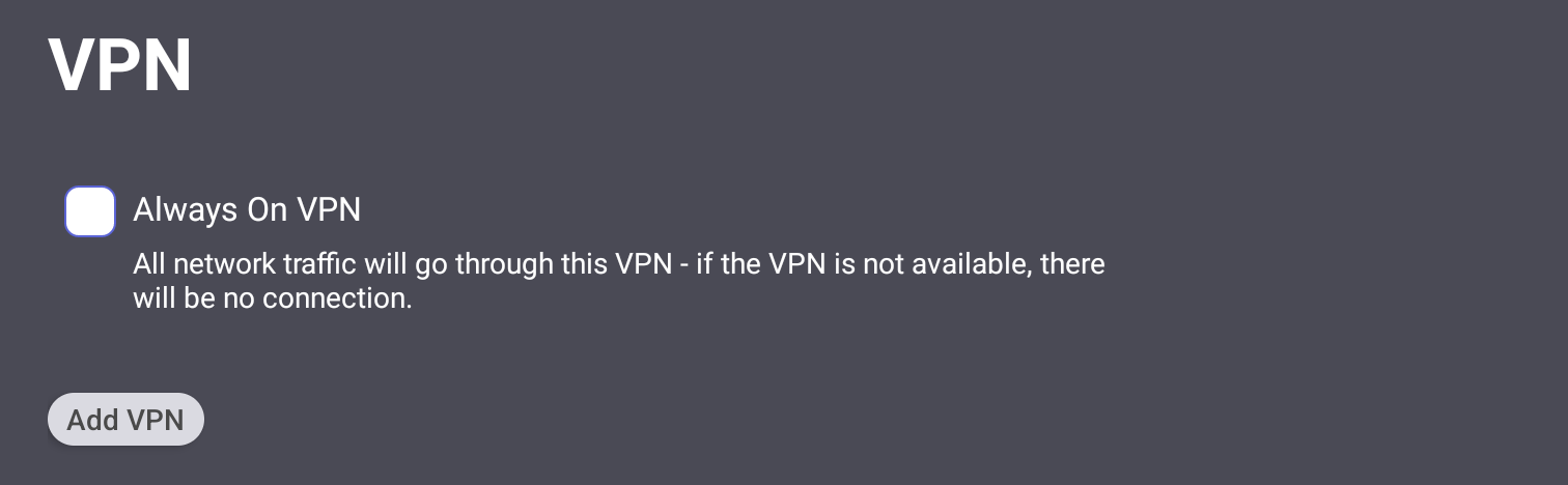 VPN settings