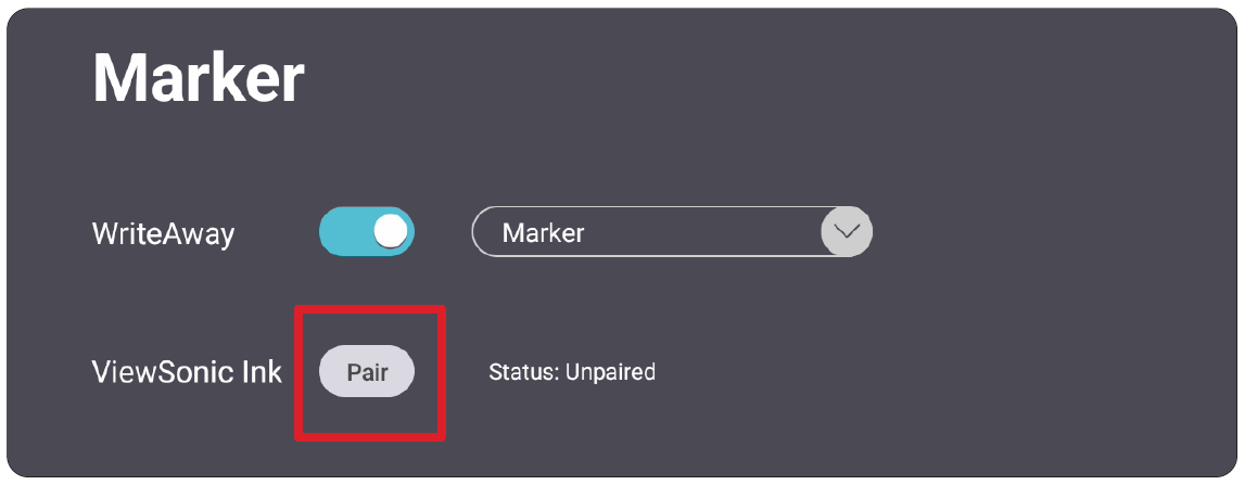 Select Pair next to ViewSonic Ink