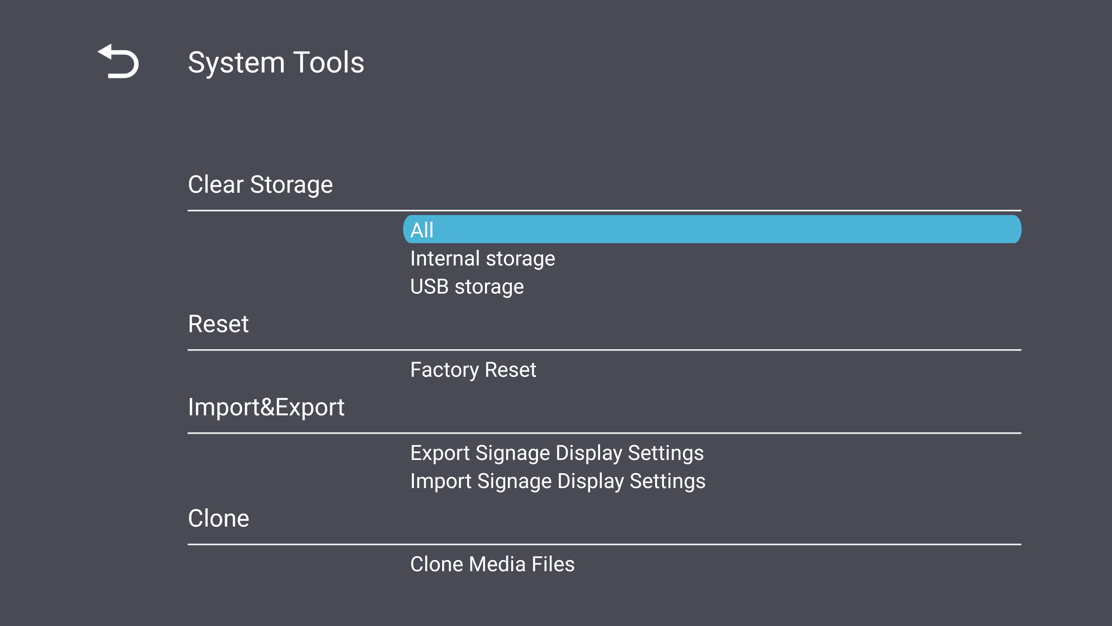 System Tool Settings