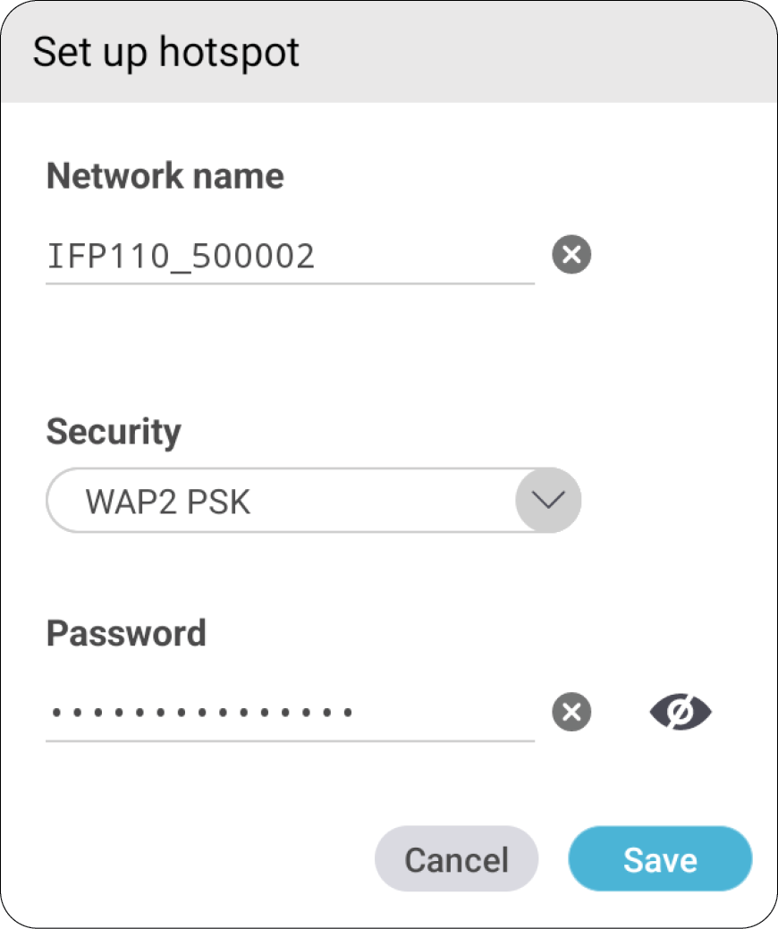 the Wireless Hotspot settings