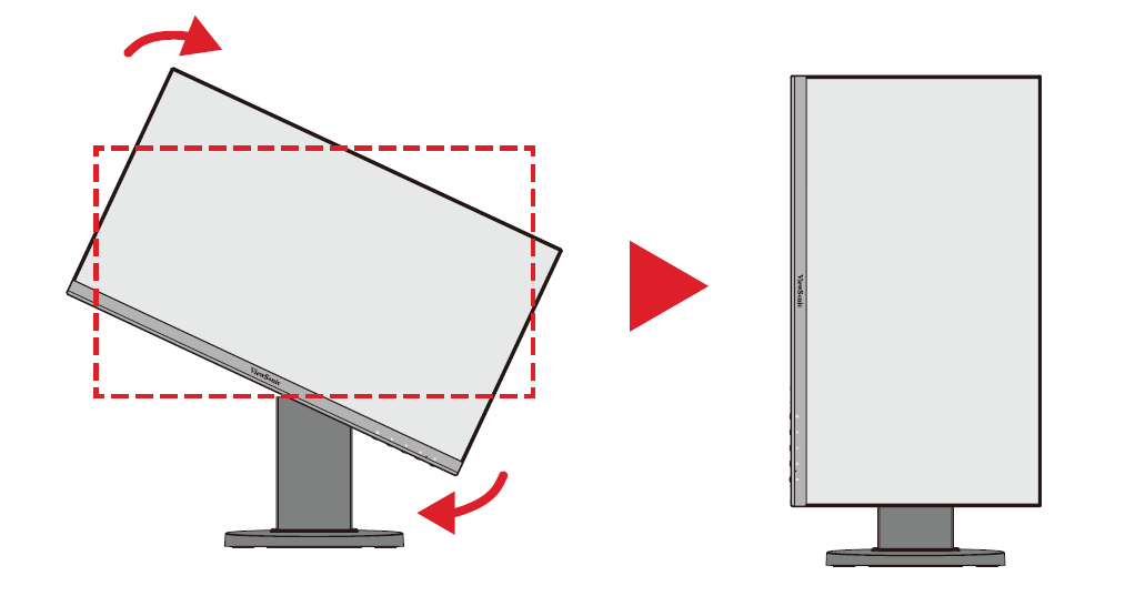 Monitor to landscape or portrait orientation