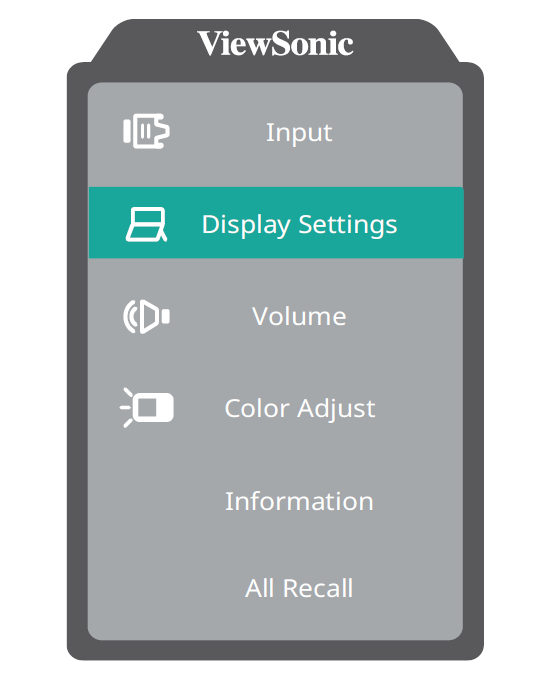 An image of the On-Screen Display menu, step 1.