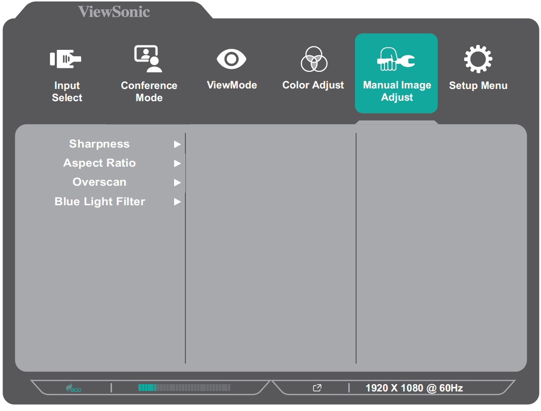 VG2457V On-Screen Display Menu Options - ViewSonic Monitor VG2457V On-Screen Display Menu Options - ViewSonic Monitor