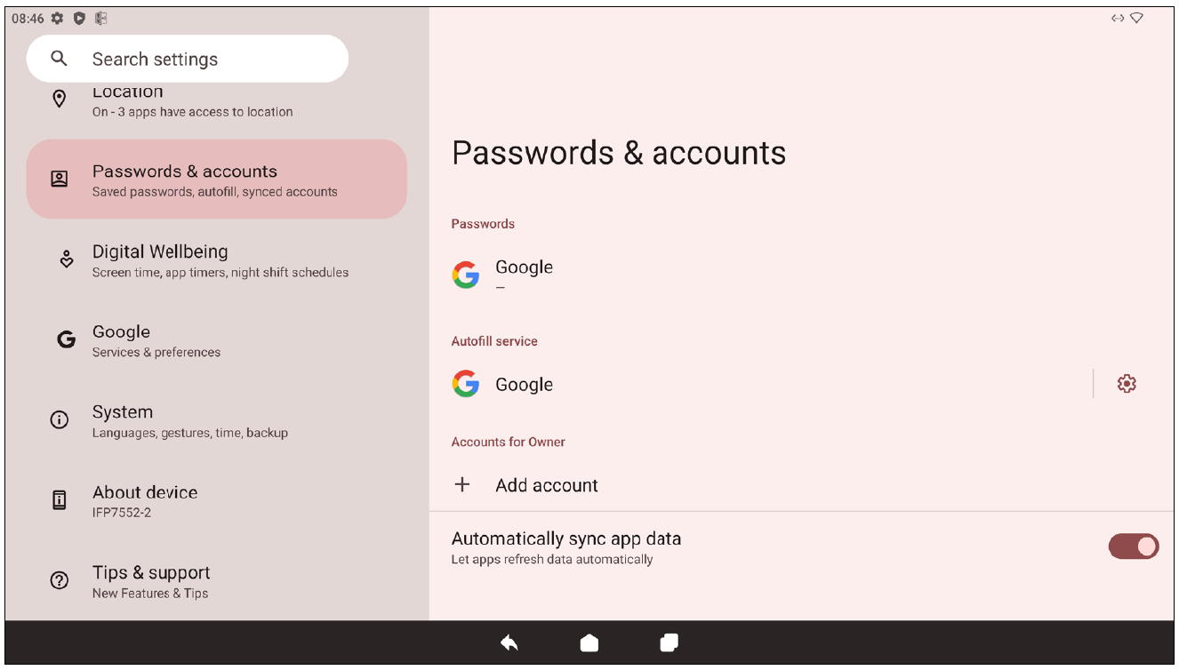 Passwords & Accounts