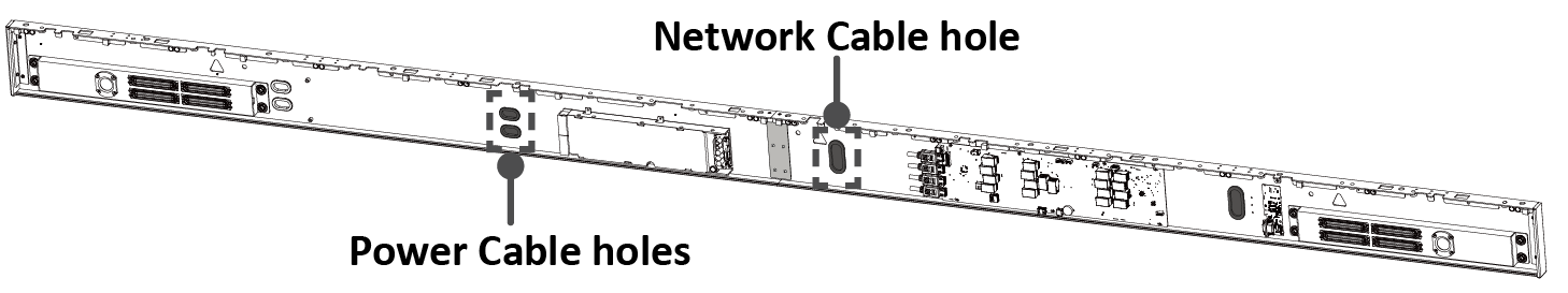 Access holes for the Power and Network Cables