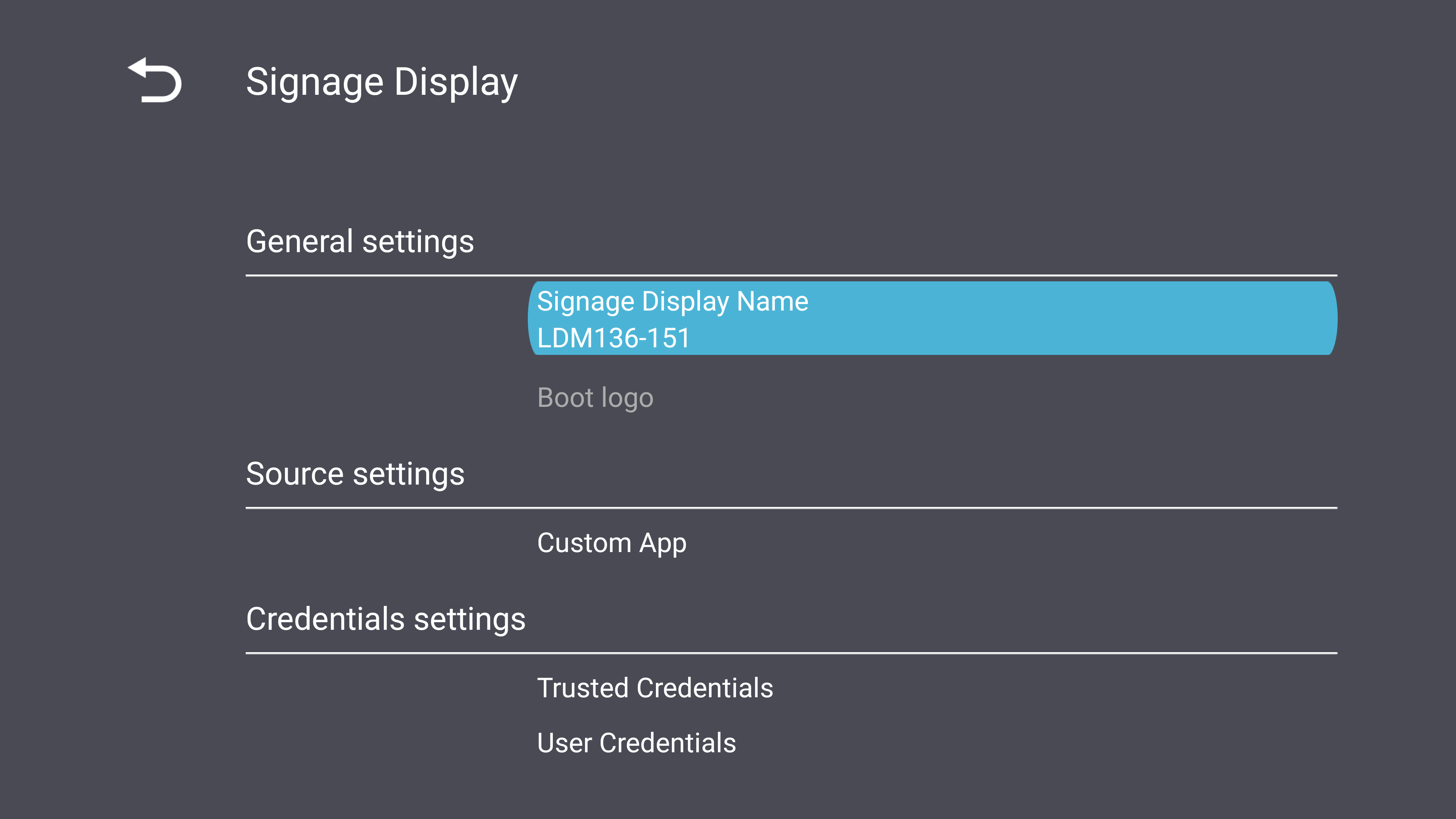 Signage Display Settings