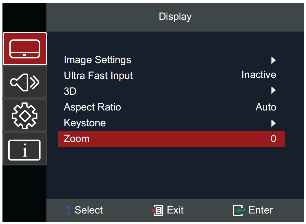 LX700-4K RGB On-Screen Display Menu Options - ViewSonic Projector