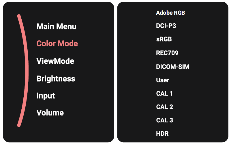 There are several preset color settings to choose from.