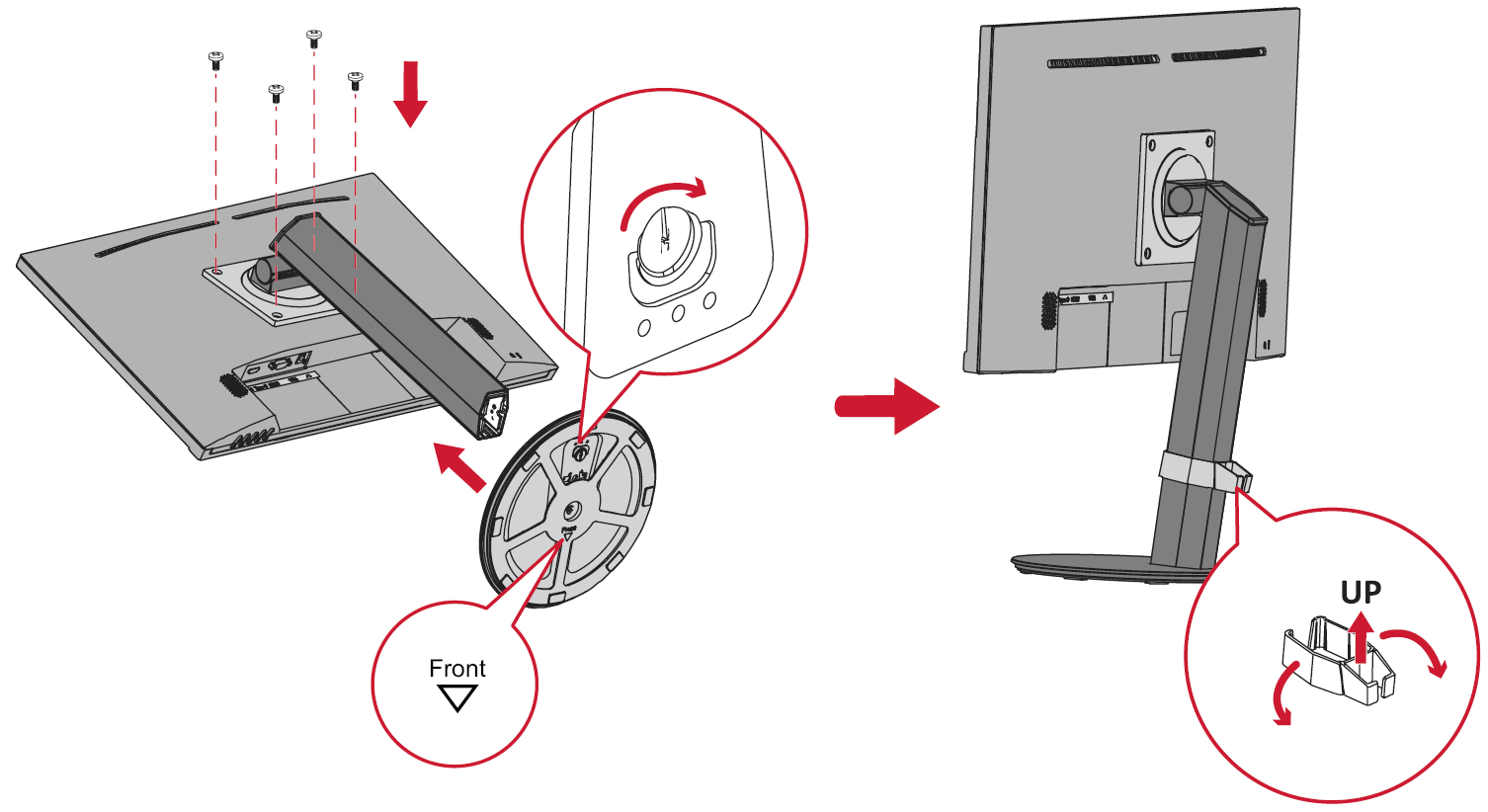 The installation of the monitor's stand