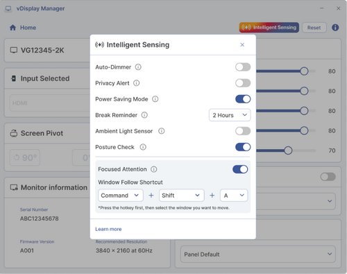 The Intelligent Sensing functions