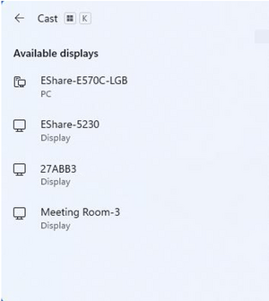 a list of displays for casting