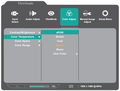 Adjust/Select the option