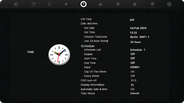 IFPG1's Time OSD Menu Items