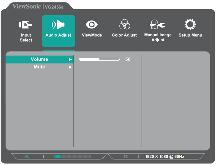 VG2456a On-Screen Display Menu - ViewSonic Monitor