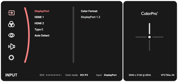 Press the Joy Key to enter the VP2786a-4K's OSD Menu.