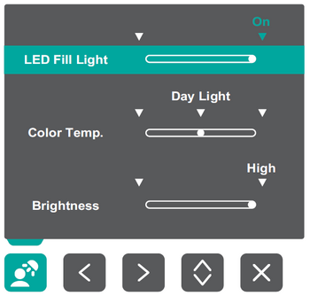 the LED Fill Light quick menu