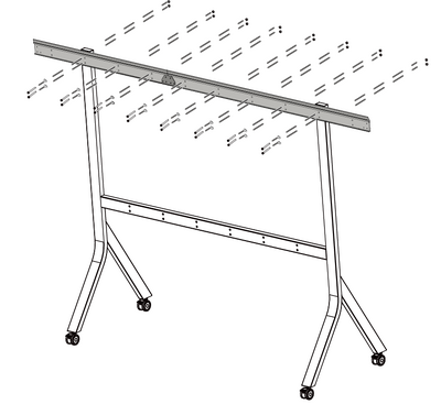 Upper Wall Mount Bracker to the Top Cross Beam of the semi-finished Trolley