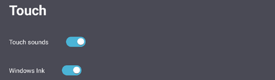 the Touch toggle button