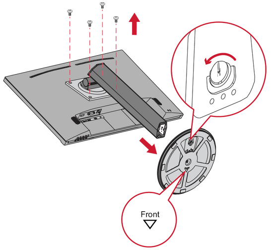 the preparation of the monitor for the wall mounting