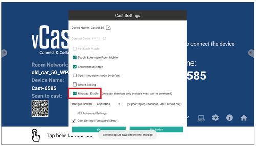 VCast Miracast Enable