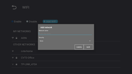 Add Network Setting