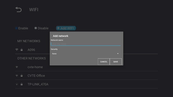 Add Network Setting