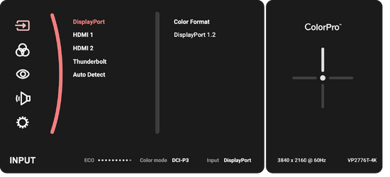 Press the Joy Key to enter the VP2776T-4K's OSD