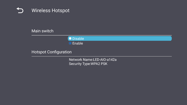 Wireless Hotspot Setting