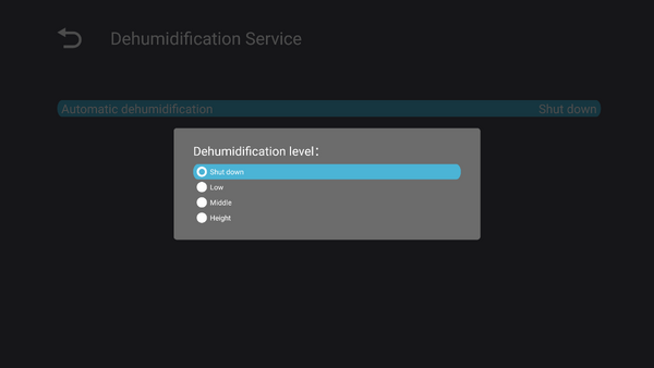 Dehumidification Level Setting