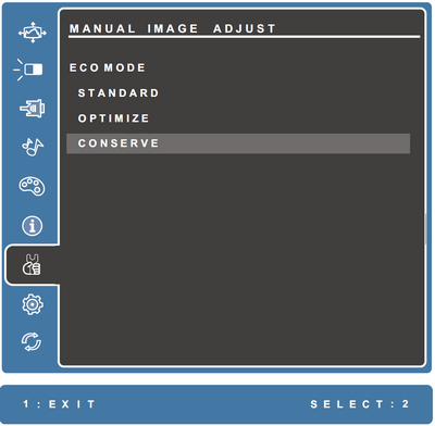 Adjust/Select the option