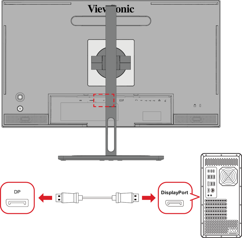 VP2776T-4K Connecting Power and Devices - ViewSonic Monitor