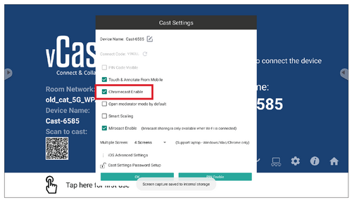 VCast Chromecast Enable