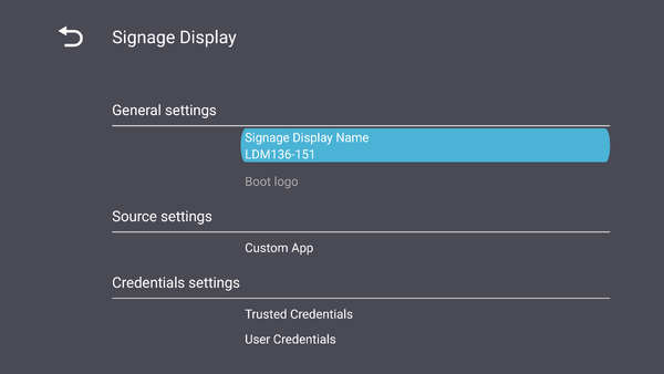 Signage Display Setting