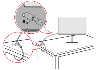 securing the monitor to a desk.