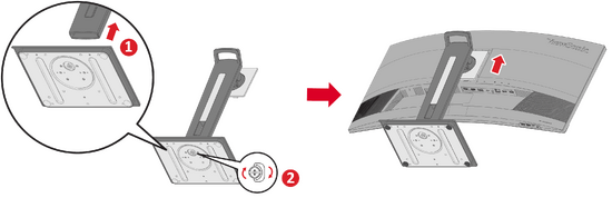 The installation of the monitor's stand
